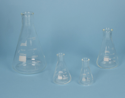 Fiole Erlenmeyer ECO col étroit droit ISO en verre borosilicaté